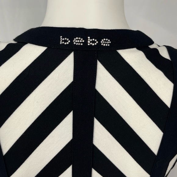 Bebe Y2K Black + White Logo Zip Wiggle Pencil Bodycon Day Night Sexy Dress Small - Picture 8 of 9